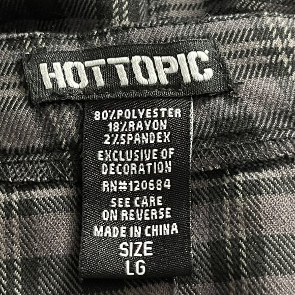 Hot Topic Black & Grey Plaid Pleats Removeable Suspender Skirt Juniors Large - Picture 5 of 6